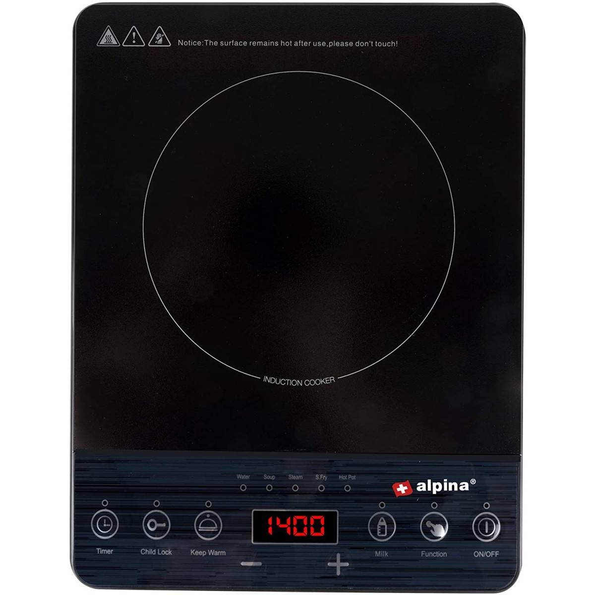Alpina - Plaque à Induction 2000W 1 feu Noire Alpina Thermostat réglable - Imagen 3