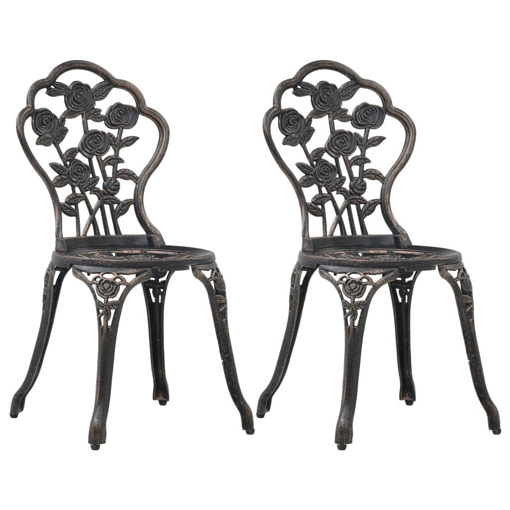 Chaises de bistro lot de 2 bronze aluminium coulé 41 x 49 x 81.5 cm - PANGIVO - Image 1