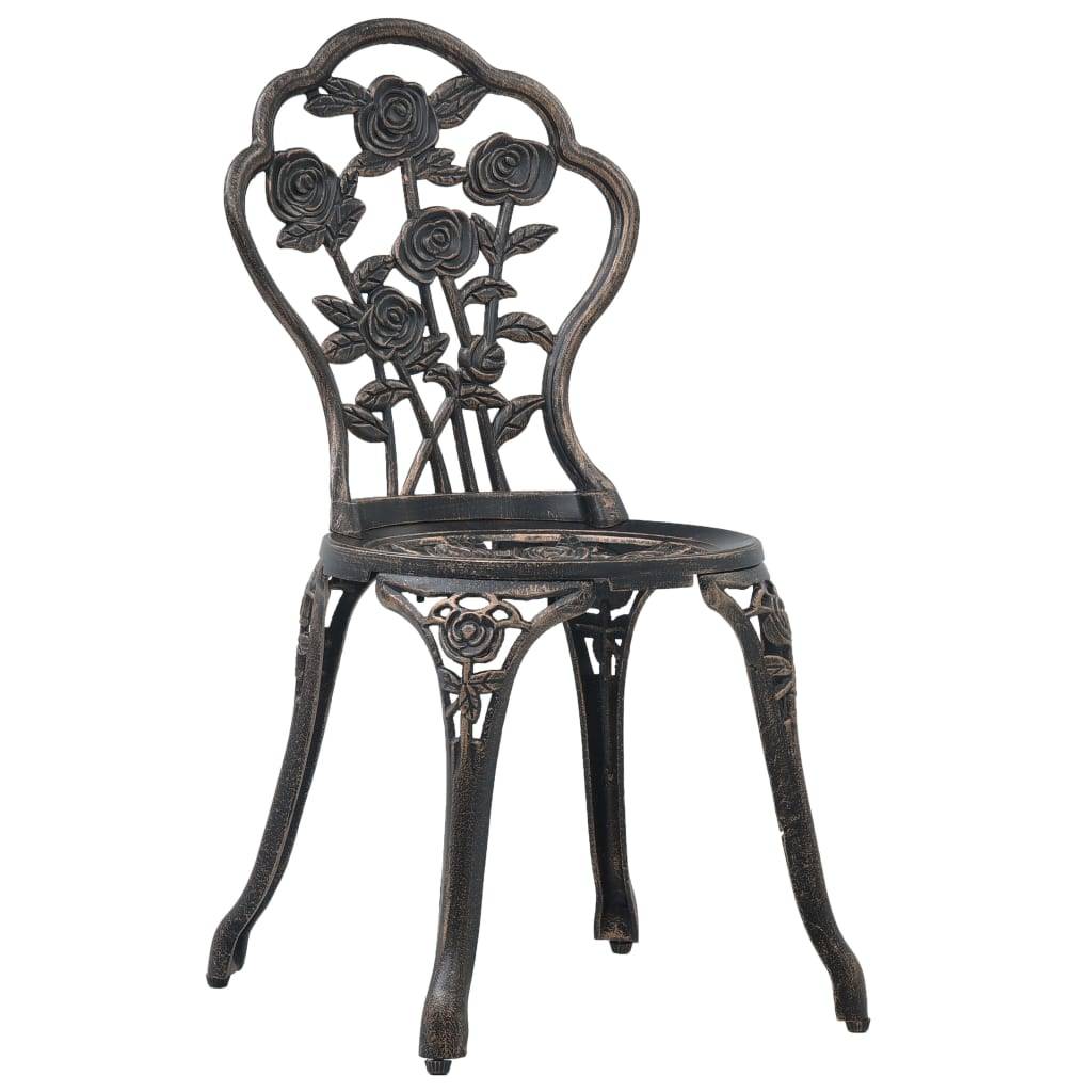 Chaises de bistro lot de 2 bronze aluminium coulé 41 x 49 x 81.5 cm - PANGIVO - Image 2
