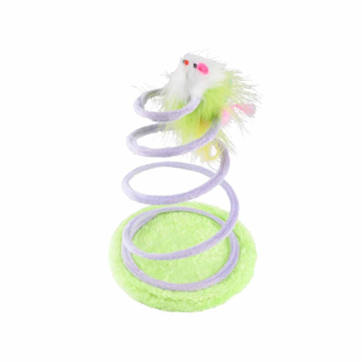 Jouet pour Chat "Ressort avec Souris" 26cm Vert