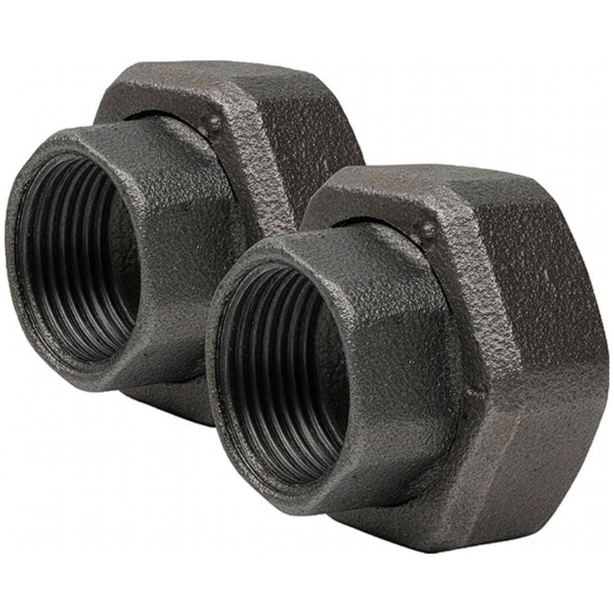 Demi-Union à Portée Plate Femelle avec Joint Fibre en Fonte Malléable à Cœur Noir - Vendu en Paire - 1'' - Image 1