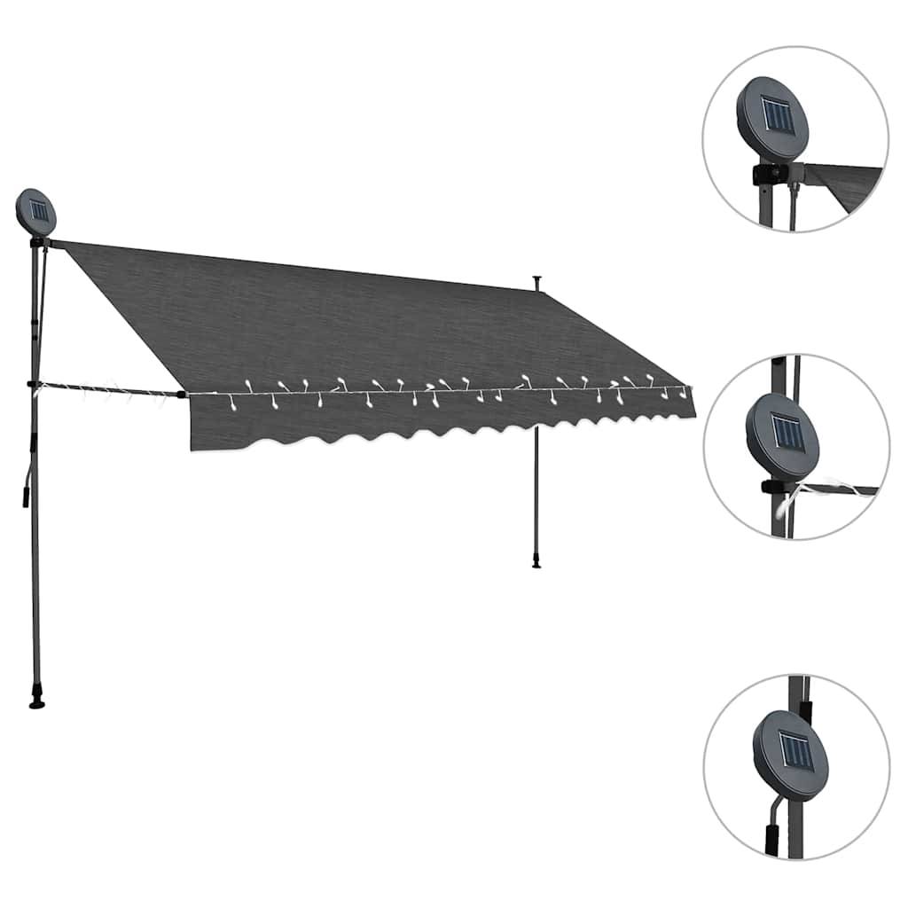 ComfortXL - Auvent Extérieur LED Solaire sans Perçage Manuel Rétractable Anti-UV Anthracite 400x120 cm – ComfortXL Outdoor Living - Image 3