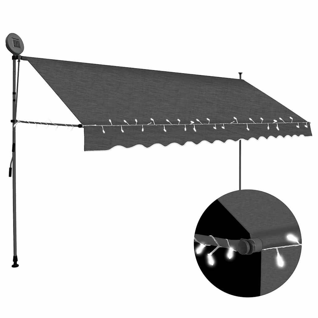 ComfortXL - Auvent Extérieur LED Solaire sans Perçage Manuel Rétractable Anti-UV Anthracite 400x120 cm – ComfortXL Outdoor Living - Image 1