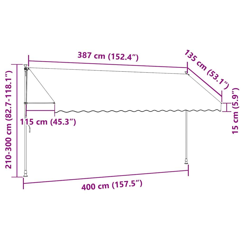 ComfortXL - Auvent Extérieur LED Solaire sans Perçage Manuel Rétractable Anti-UV Anthracite 400x120 cm – ComfortXL Outdoor Living - Image 8
