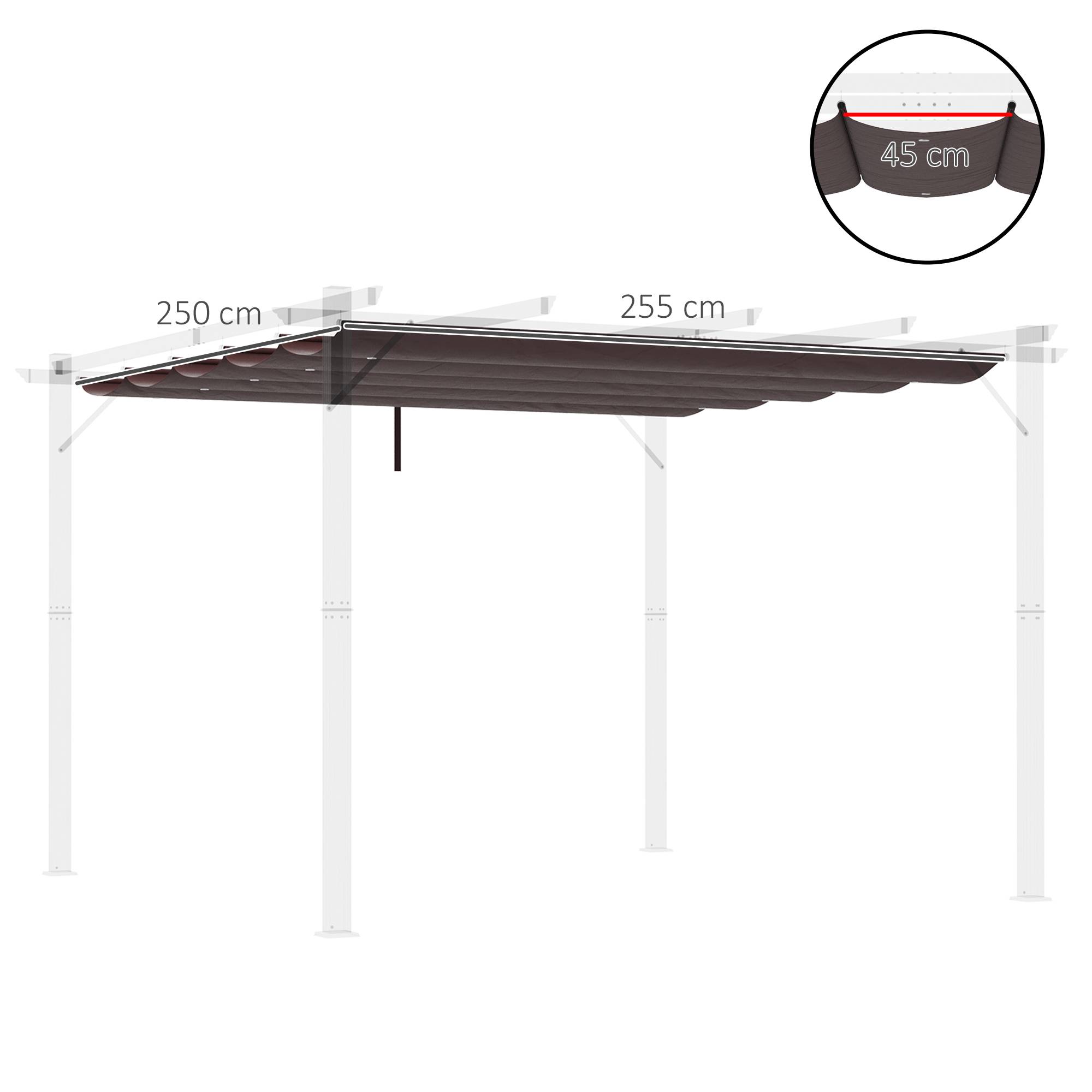 Outsunny - Toile de toit pergola tonnelle rétractable 3x3m chocolat - Outsunny - Image 3