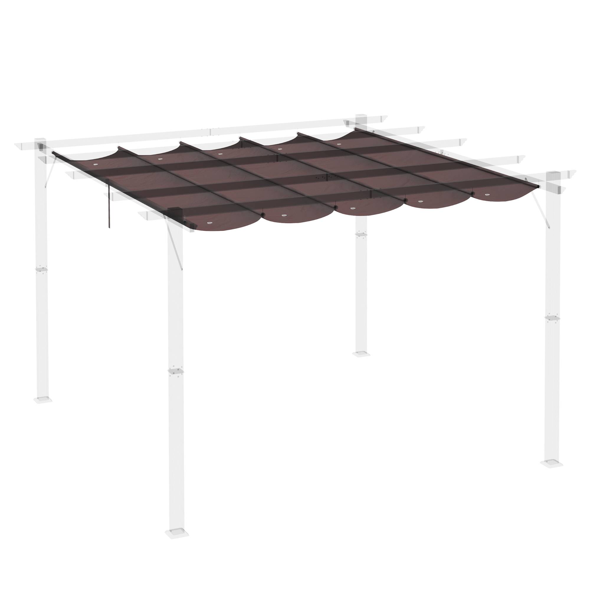 Outsunny - Toile de toit pergola tonnelle rétractable 3x3m chocolat - Outsunny - Image 7