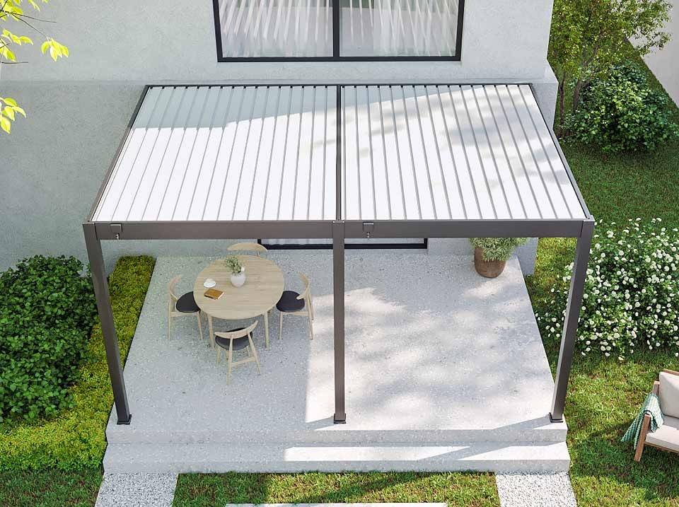 Pergola Bioclimatique Aluminium Adossée 19m² - 3,6x5,3 - Store Latéral - Anthracite - 34 lames Inclinables 120 degrés - HALO - Imagen 7