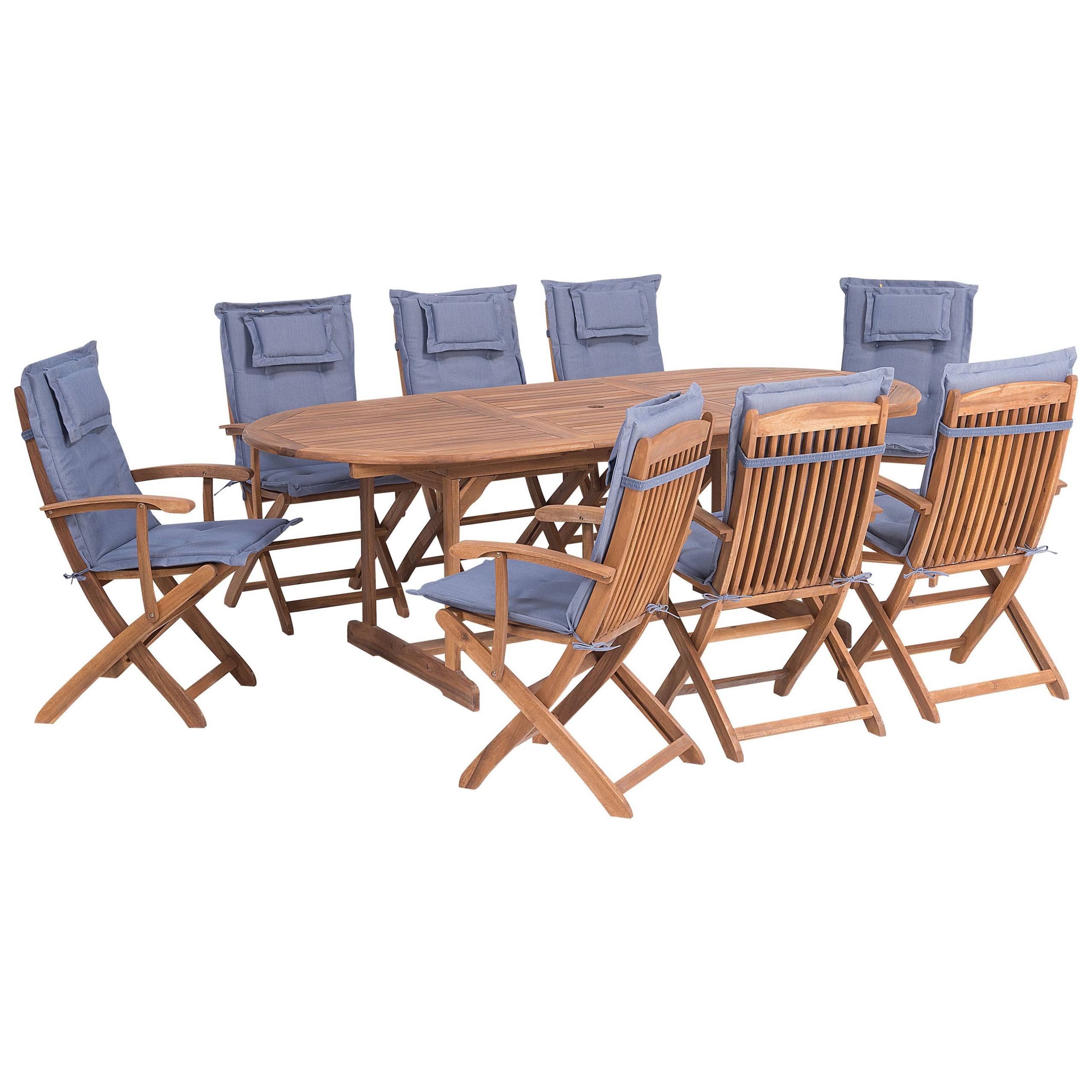 Beliani - Set de salle à manger, 8 Personnes Acacia Bleu MAUI - Beliani - Imagen 2