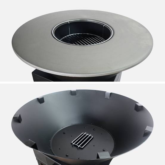 sweeek - Brasero barbecue Ø 81,5 cm avec grille de cuisson acier chromé et rangement bois pour 6 à 8 personnes – Sweek - Image 6