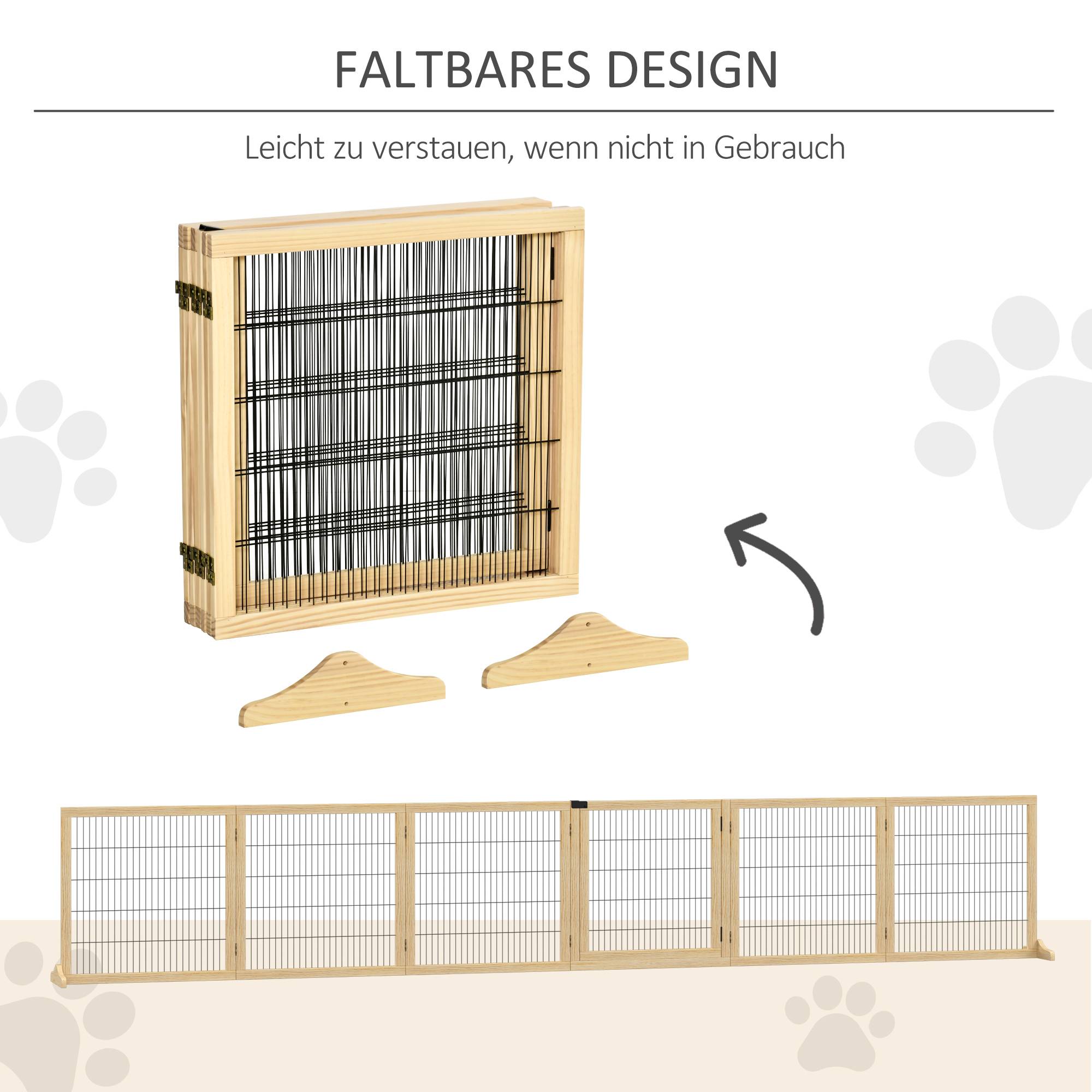Barrière pour animal, pour chien, pin, pliable, 432 x 36 x 70 cm, naturel - Image 8