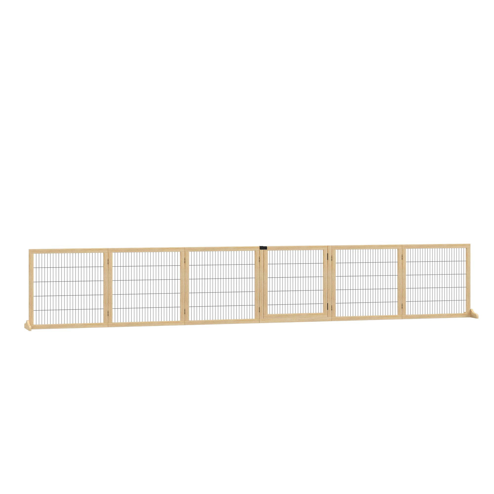 Barrière pour animal, pour chien, pin, pliable, 432 x 36 x 70 cm, naturel - Image 2