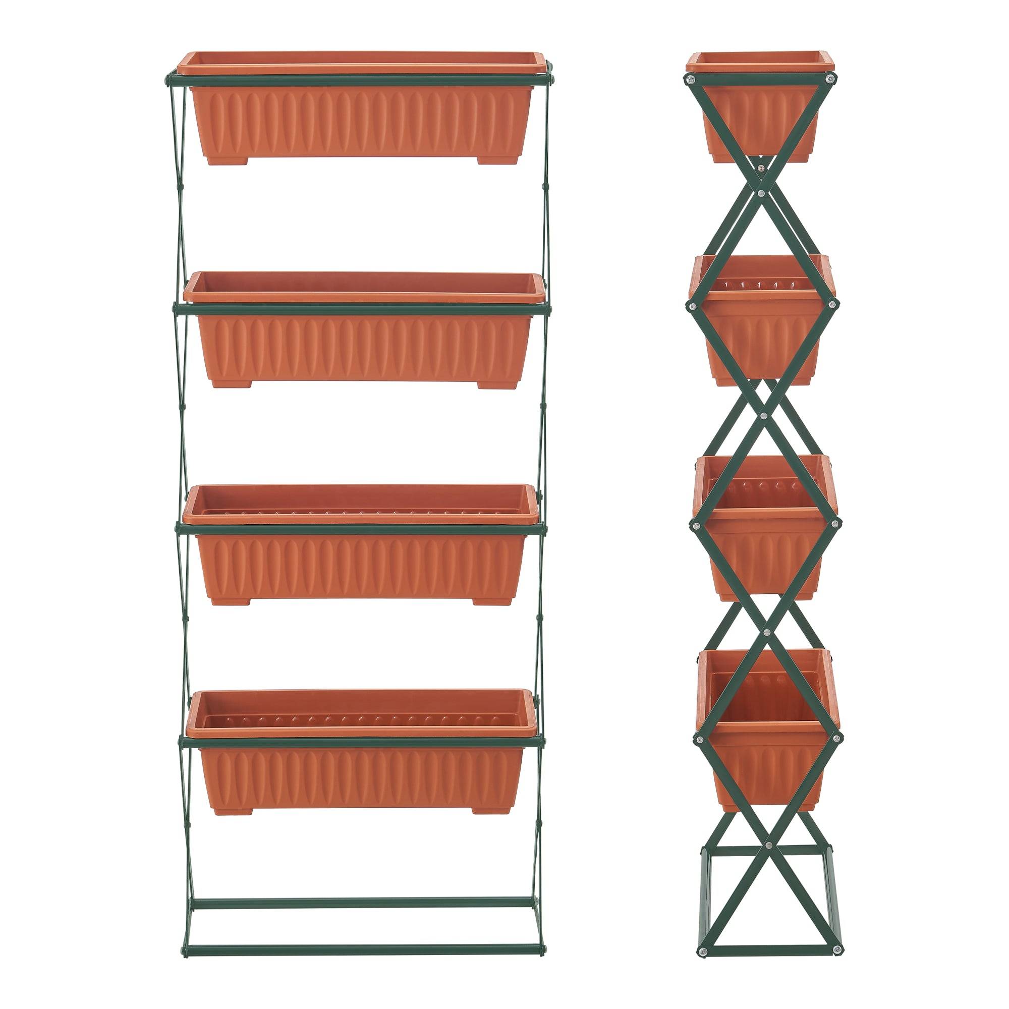 Helloshop26 - Jardinière verticale à 4 niveaux 51 x 21 x 125 cm vert foncé marron - Imagen 3