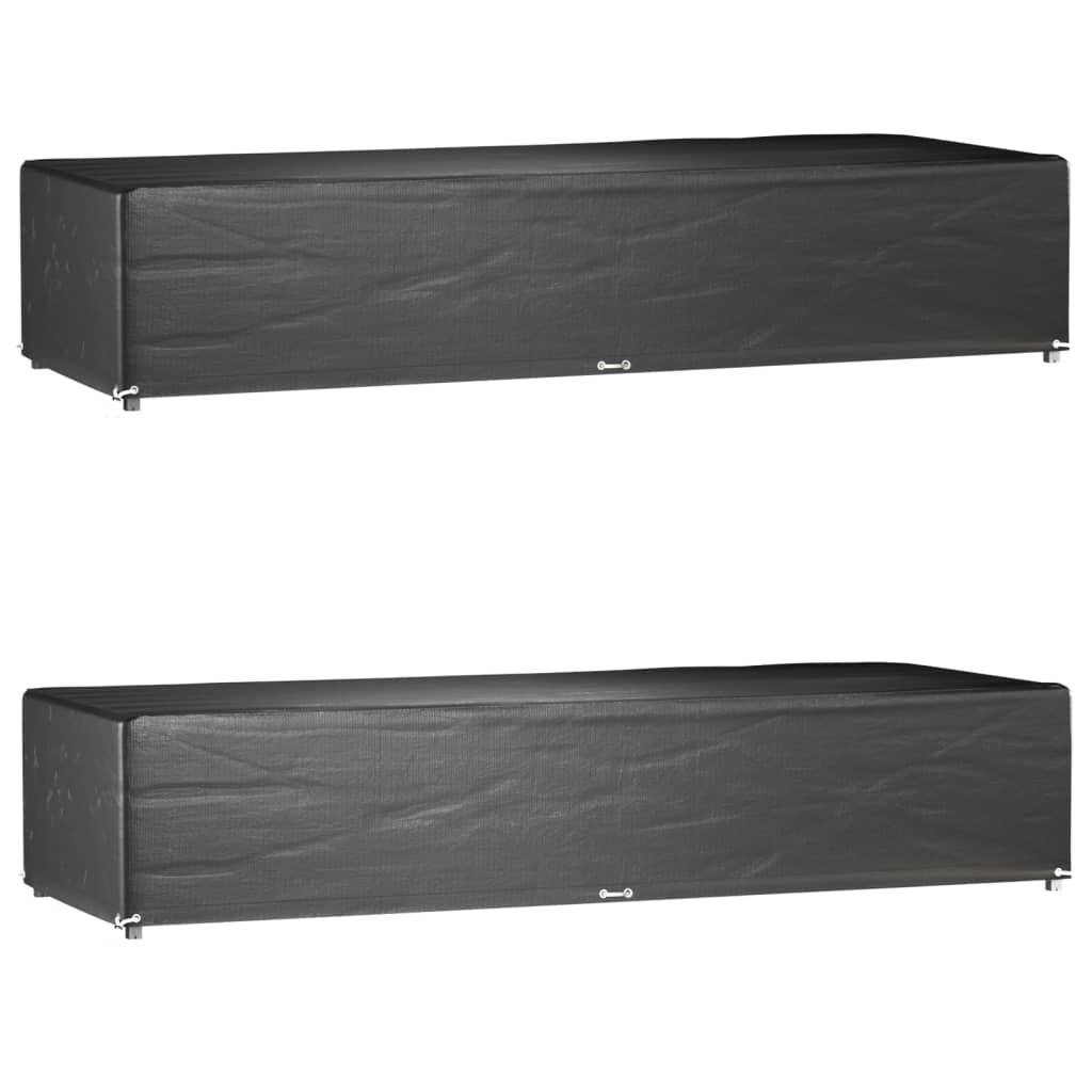 2 pcs Housses pour chaise longue - Housses de protection 12 œillets 205x75x40 cm PE - Image 1