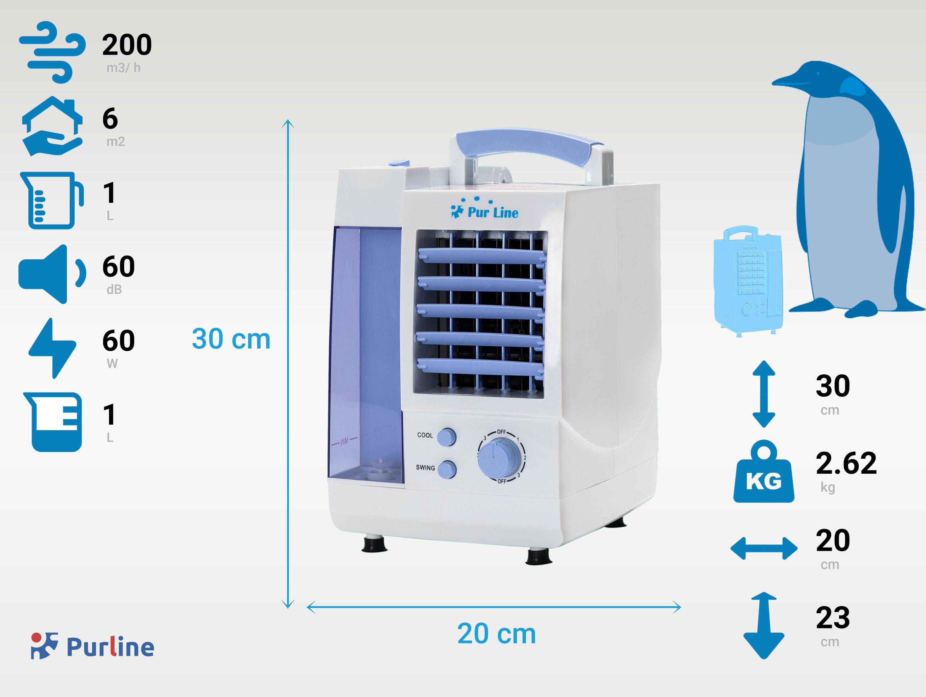 Purline - Rafraichisseur d'air par évaporation à débit élevé 3 vitesses - Purline - Image 3