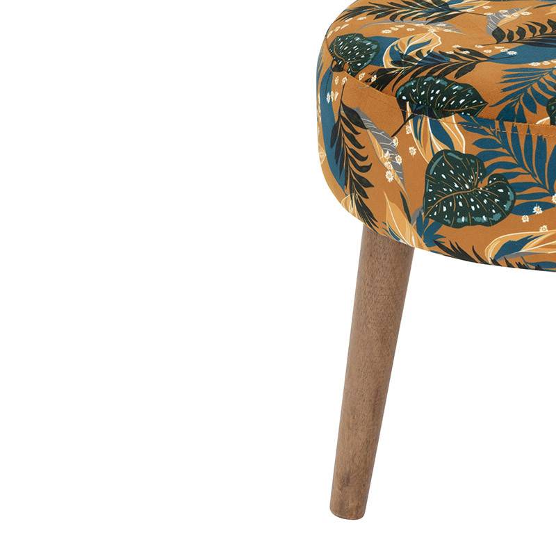 Tabouret ocre motifs feuilles H40 Sango Atmosphera - Imagen 2