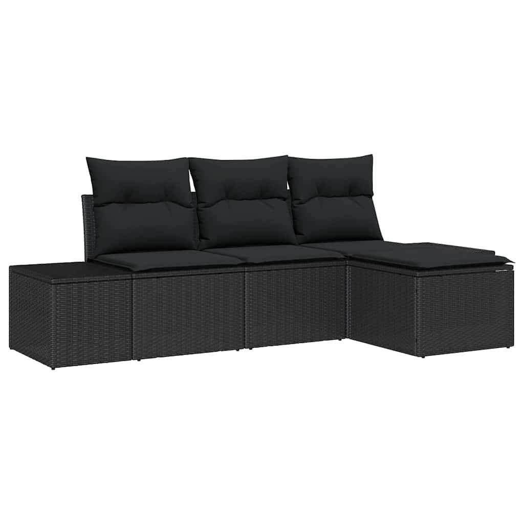 Vidaxl - Ensemble de canapé de jardin avec coussin 4 pcs Noir vidaXL 3355682 - Image 2