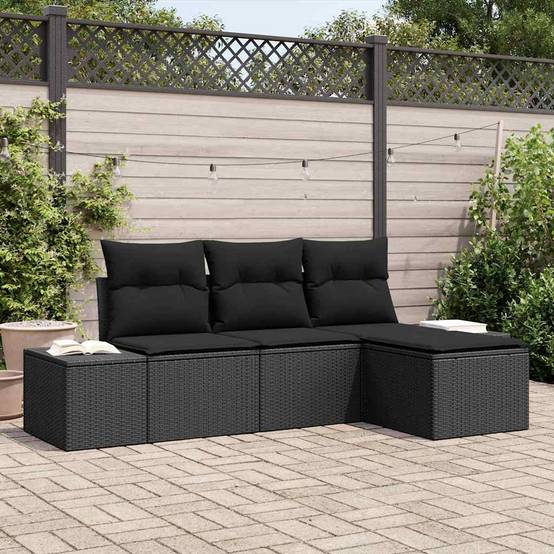 Vidaxl - Ensemble de canapé de jardin avec coussin 4 pcs Noir vidaXL 3355682 - Image 1