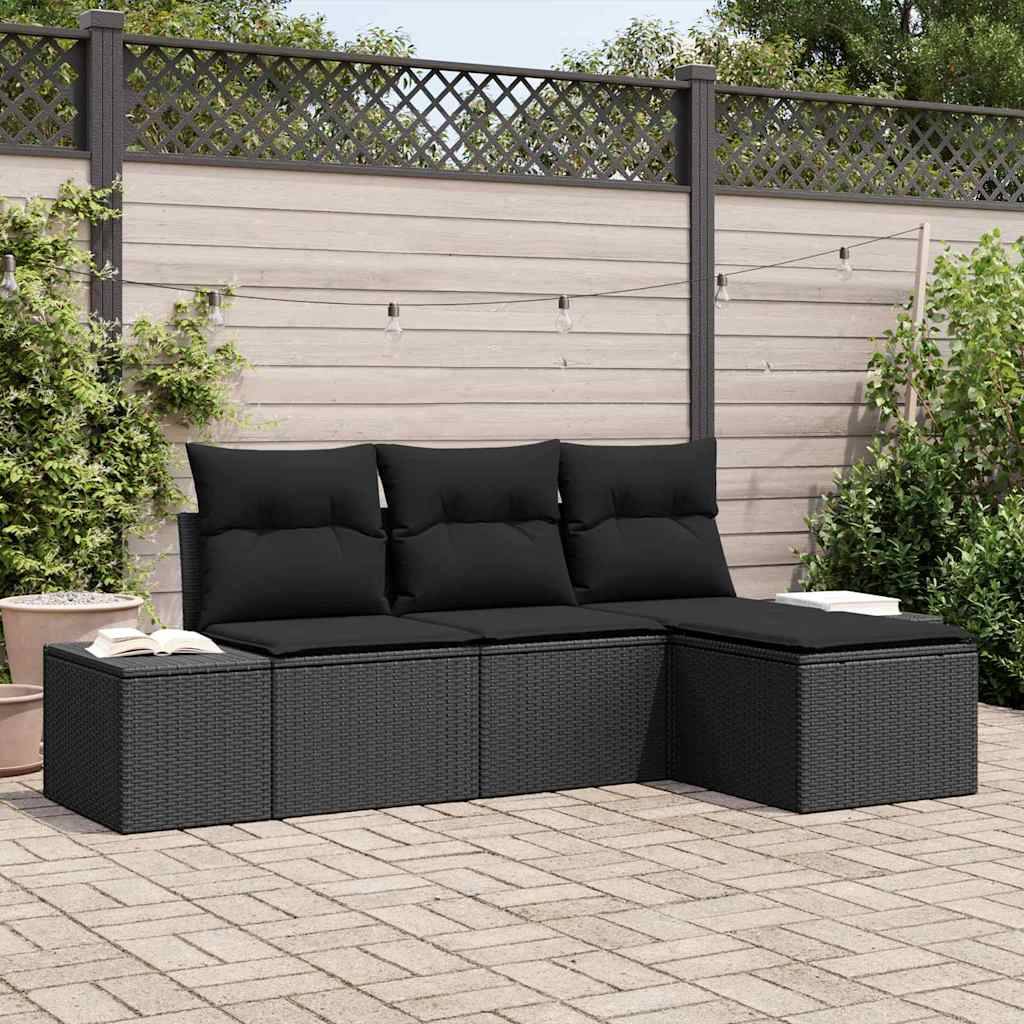 Vidaxl - Ensemble de canapé de jardin avec coussin 4 pcs Noir vidaXL 3355682 - Image 1