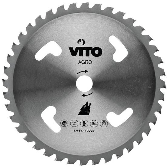 Lame de coupe pour débroussailleuse 40 dents Diam 255mm au Carbure Alesage 25.4 VITO - Imagen 1