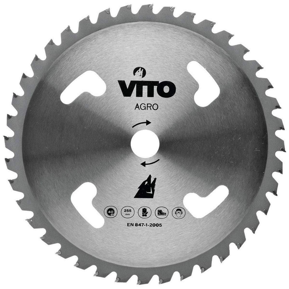 Lame de coupe pour débroussailleuse 40 dents Diam 255mm au Carbure Alesage 25.4 VITO - Imagen 1