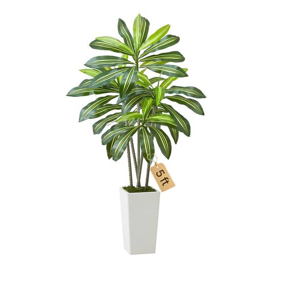 VEVOR Dracaena Artificiel Plante Artificielle Tropicale Faux Arbre en Pot 1,5 m - Image 1