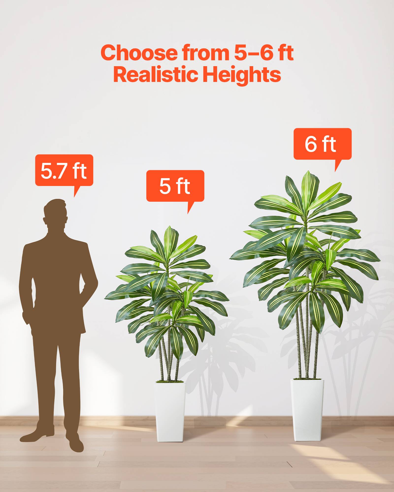 VEVOR Dracaena Artificiel Plante Artificielle Tropicale Faux Arbre en Pot 1,5 m - Image 6
