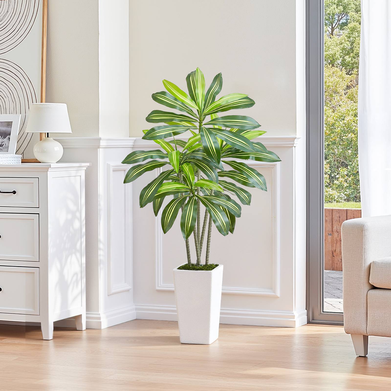 VEVOR Dracaena Artificiel Plante Artificielle Tropicale Faux Arbre en Pot 1,5 m - Image 8