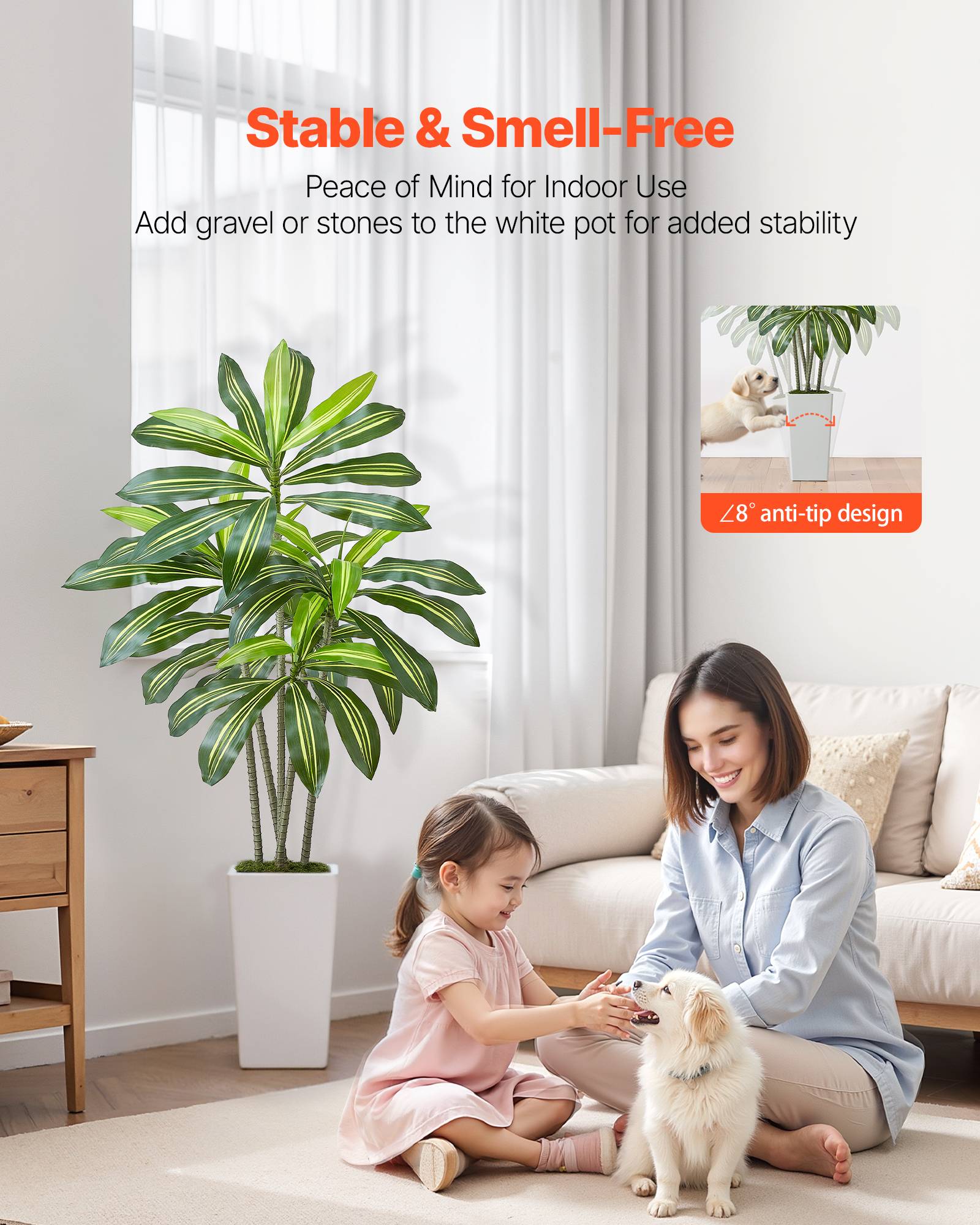 VEVOR Dracaena Artificiel Plante Artificielle Tropicale Faux Arbre en Pot 1,5 m - Image 3