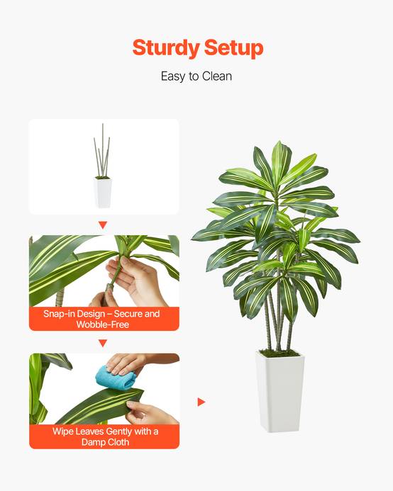 VEVOR Dracaena Artificiel Plante Artificielle Tropicale Faux Arbre en Pot 1,5 m - Image 4
