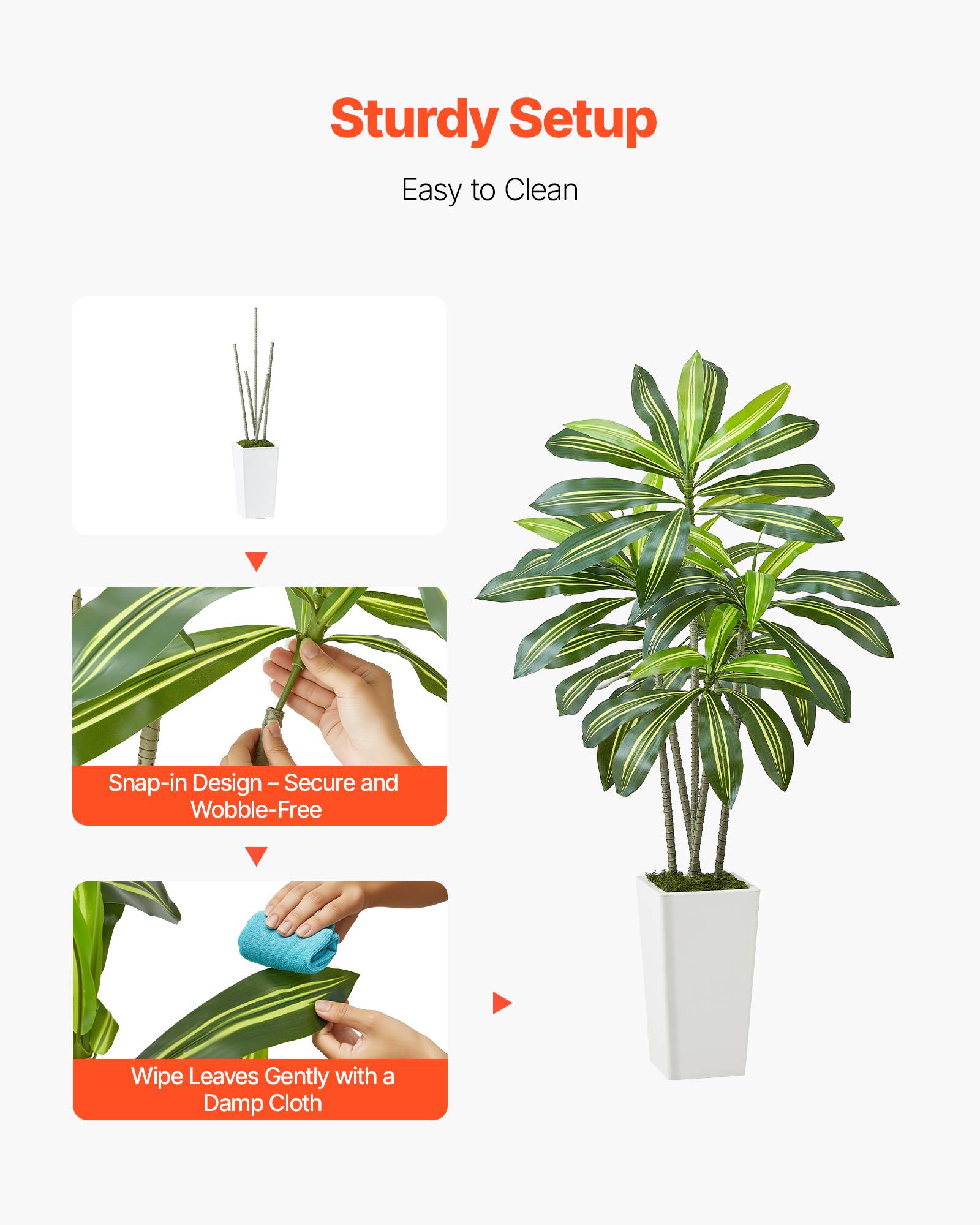 VEVOR Dracaena Artificiel Plante Artificielle Tropicale Faux Arbre en Pot 1,5 m - Image 4