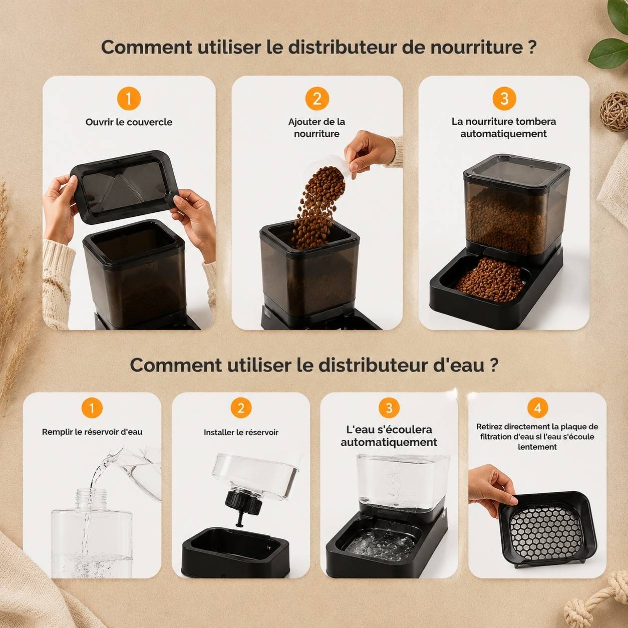 Distributeur Automatique 2 en 1 Nourriture et Eau pour Chat Capacitye Adaptable Facile à Nettoyer - Image 6