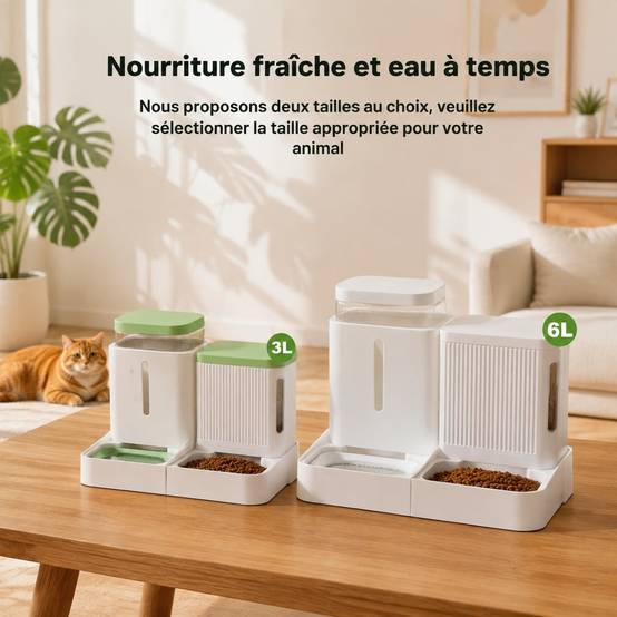 Distributeur Automatique 2 en 1 Nourriture et Eau pour Chat Capacitye Adaptable Facile à Nettoyer - Image 7