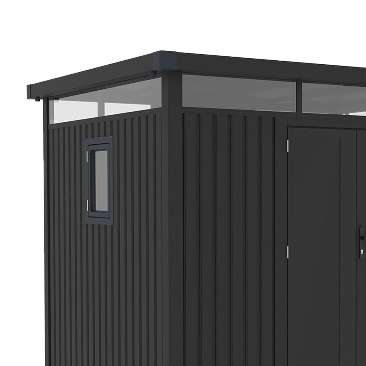 Trigano Jardin - Abri de jardin métal anthracite 7.45m² toit plat + kit d'ancrage - Image 5