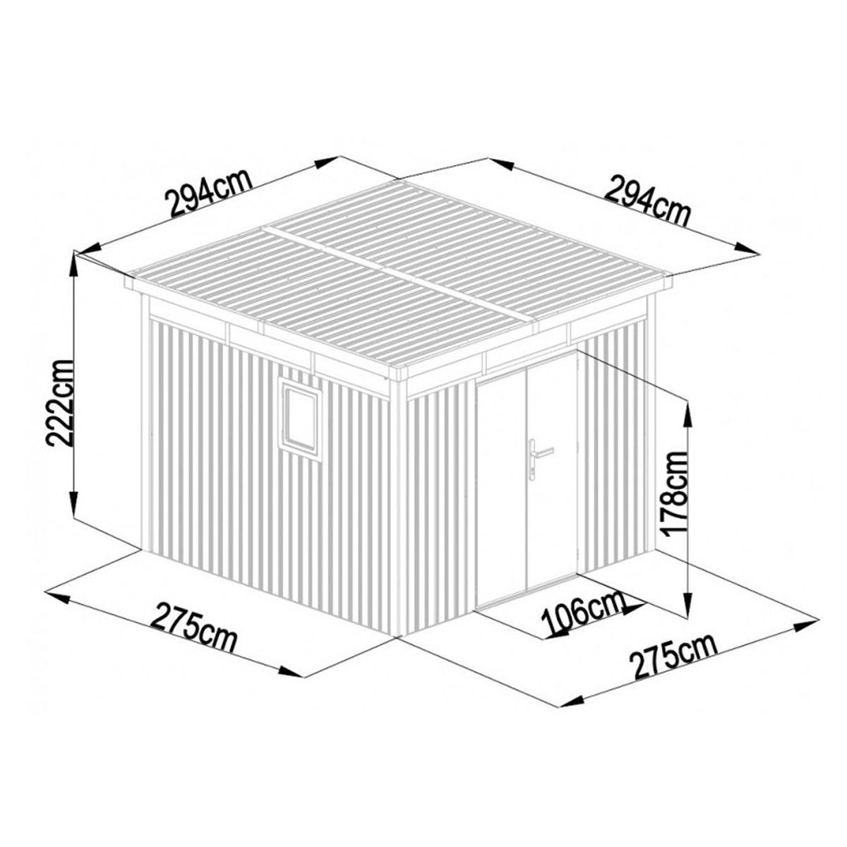 Trigano Jardin - Abri de jardin métal anthracite 7.45m² toit plat + kit d'ancrage - Image 3