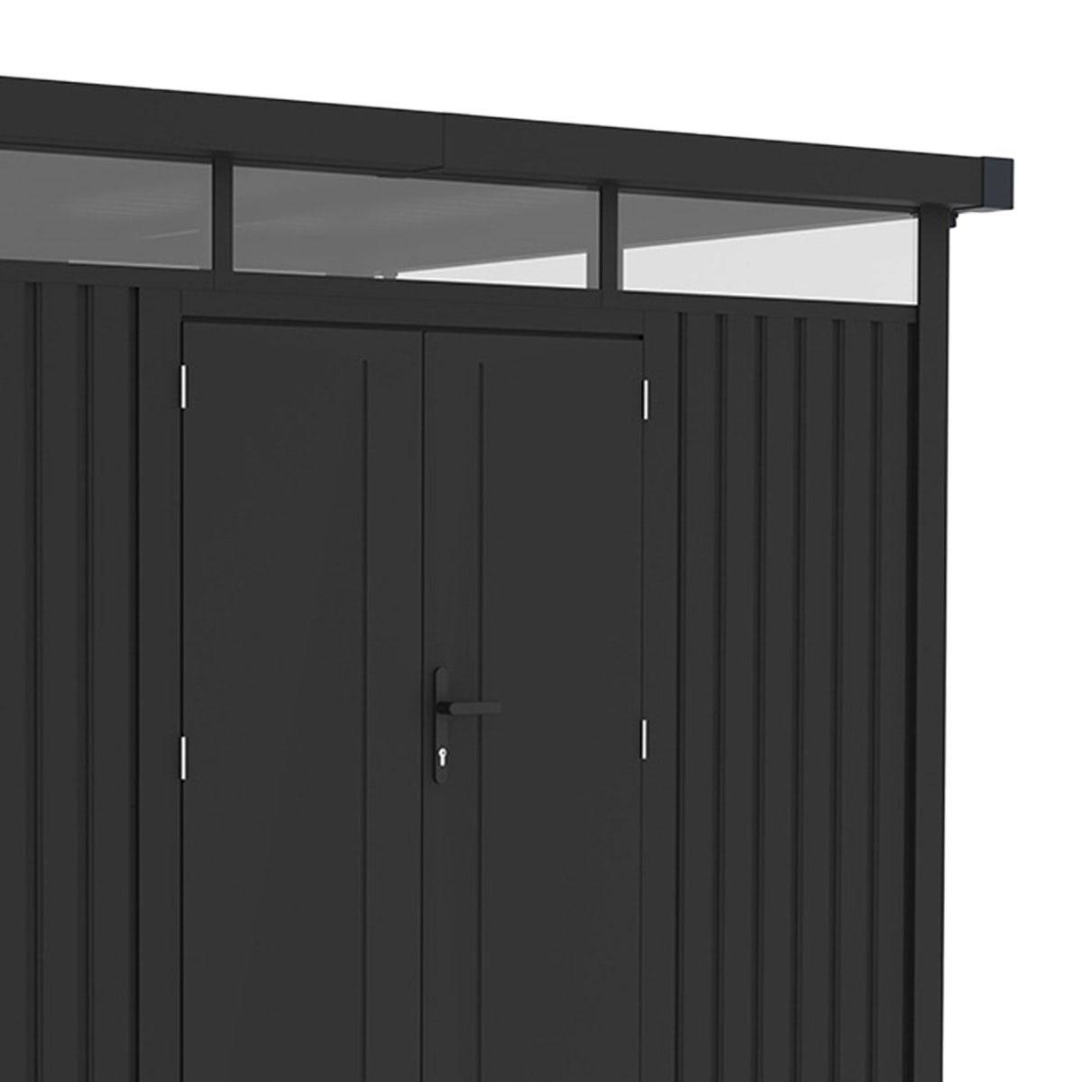 Trigano Jardin - Abri de jardin métal anthracite 7.45m² toit plat + kit d'ancrage - Image 4
