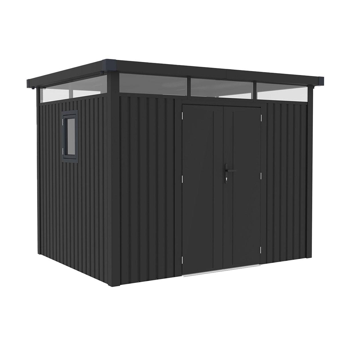 Trigano Jardin - Abri de jardin métal anthracite 7.45m² toit plat + kit d'ancrage - Image 2