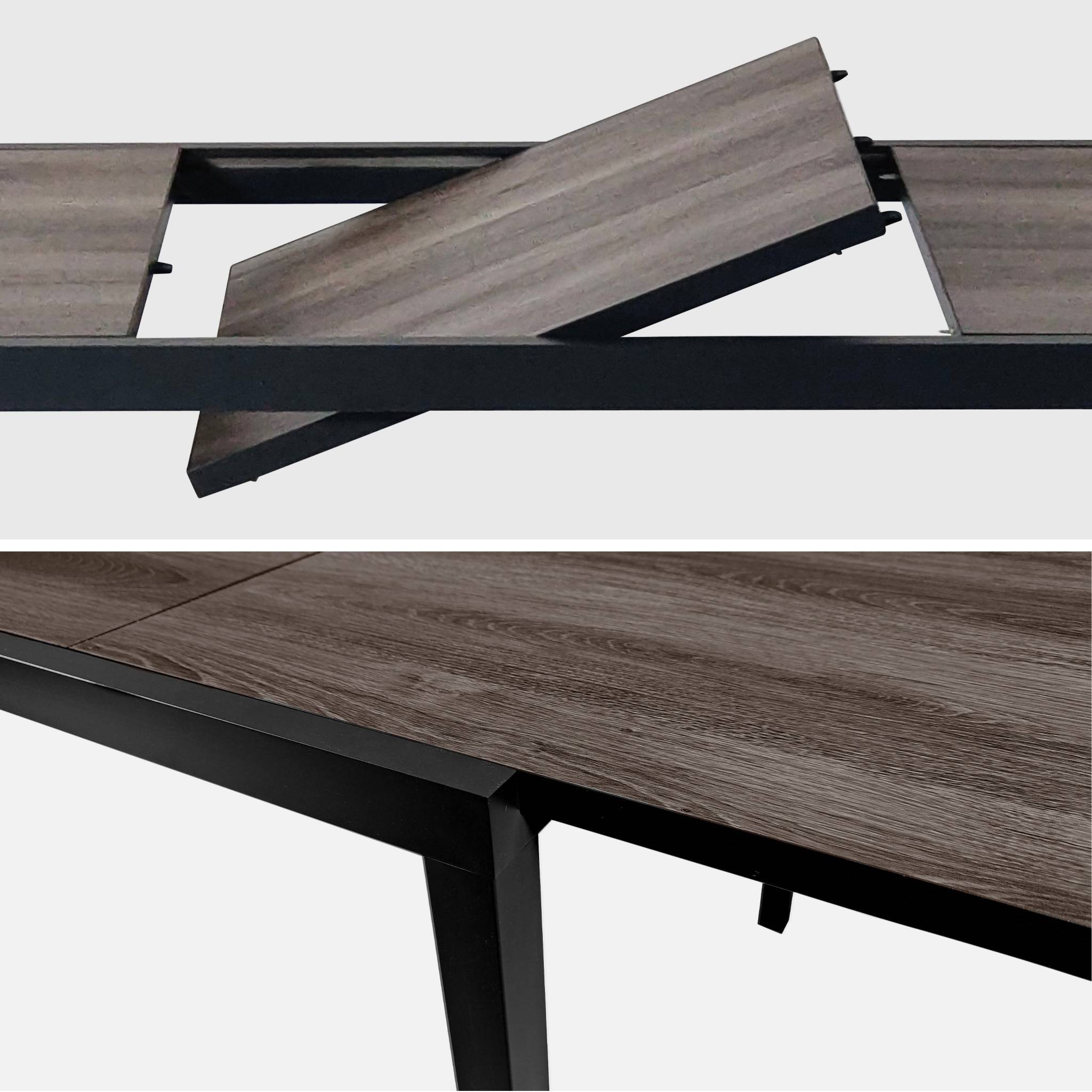 sweeek - Table de jardin NASHVILLE extensible 160/240cm 8 places plateau effet bois foncé structure aluminium | sweeek - Image 4