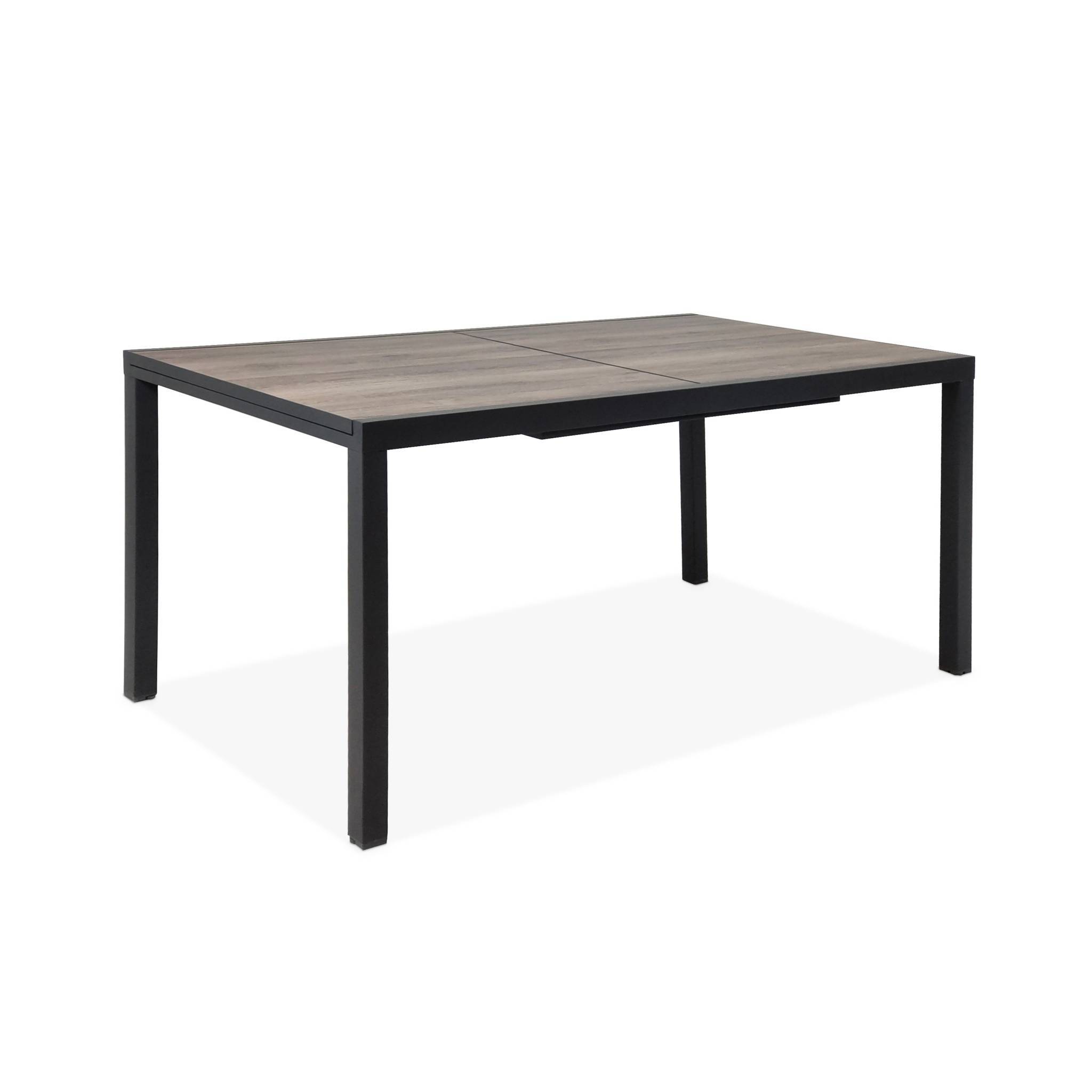 sweeek - Table de jardin NASHVILLE extensible 160/240cm 8 places plateau effet bois foncé structure aluminium | sweeek - Image 3