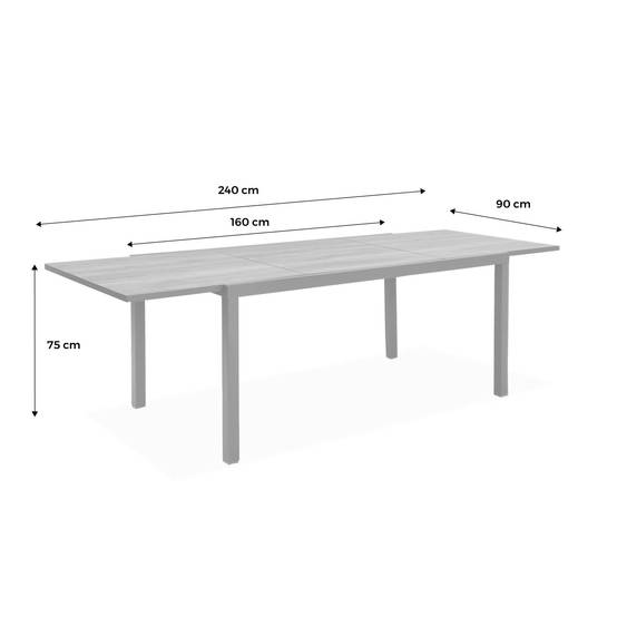 sweeek - Table de jardin NASHVILLE extensible 160/240cm 8 places plateau effet bois foncé structure aluminium | sweeek - Image 5