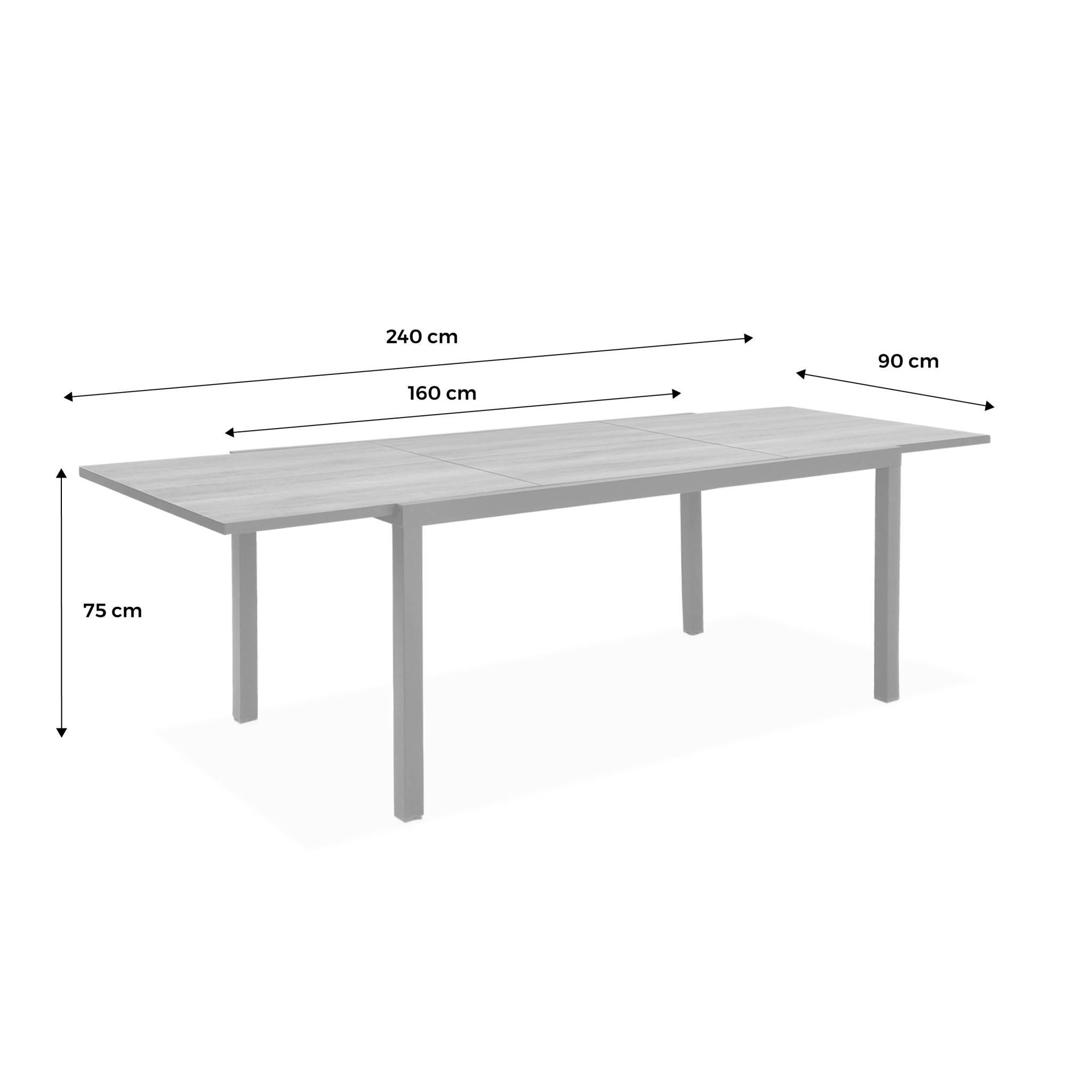 sweeek - Table de jardin NASHVILLE extensible 160/240cm 8 places plateau effet bois foncé structure aluminium | sweeek - Image 5