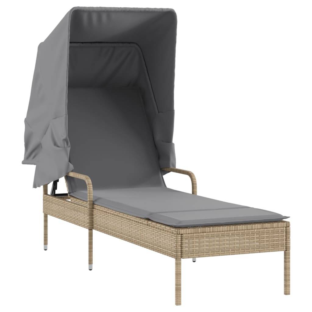 Vidaxl - Chaise longue avec auvent et table beige résine tressée vidaXL 368200 - Image 8