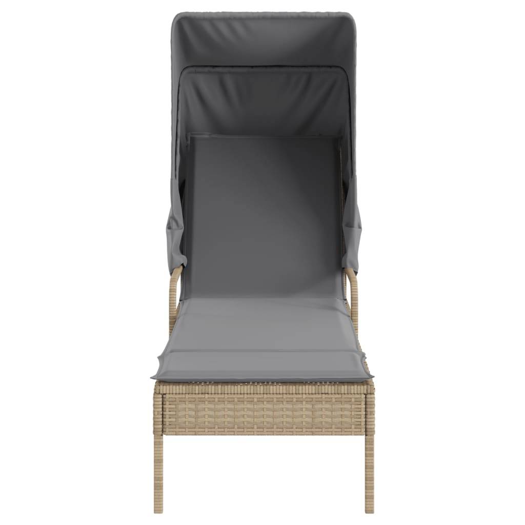 Vidaxl - Chaise longue avec auvent et table beige résine tressée vidaXL 368200 - Image 9