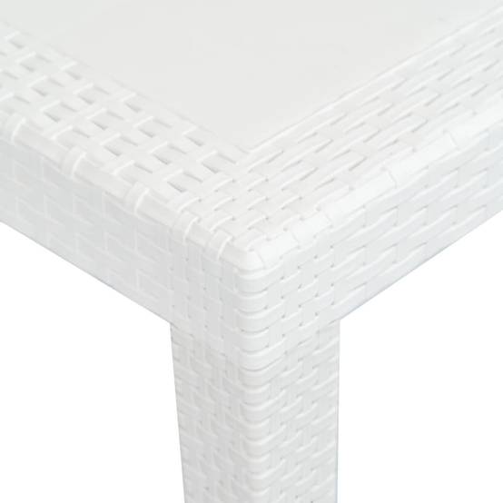 Grande Table de Jardin 220 cm Blanche, en Plastique Effet Rotin, Idéale pour Grandes Tablées jusqu'à 10 Personnes – ComfortXL Outdoor Living - Image 3