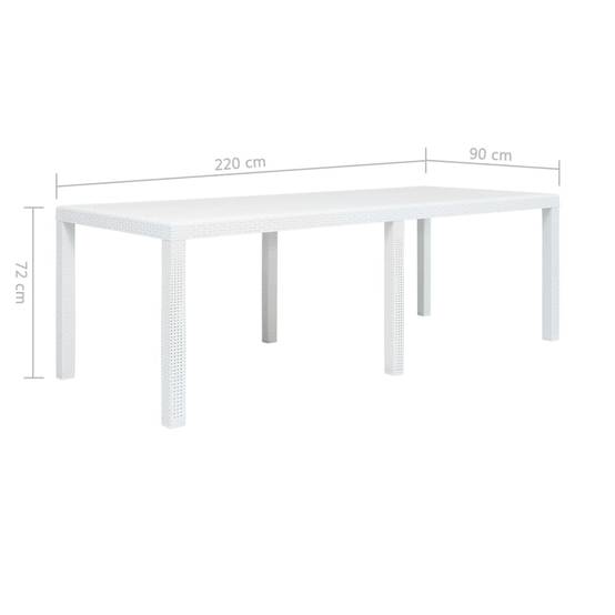 Grande Table de Jardin 220 cm Blanche, en Plastique Effet Rotin, Idéale pour Grandes Tablées jusqu'à 10 Personnes – ComfortXL Outdoor Living - Image 5