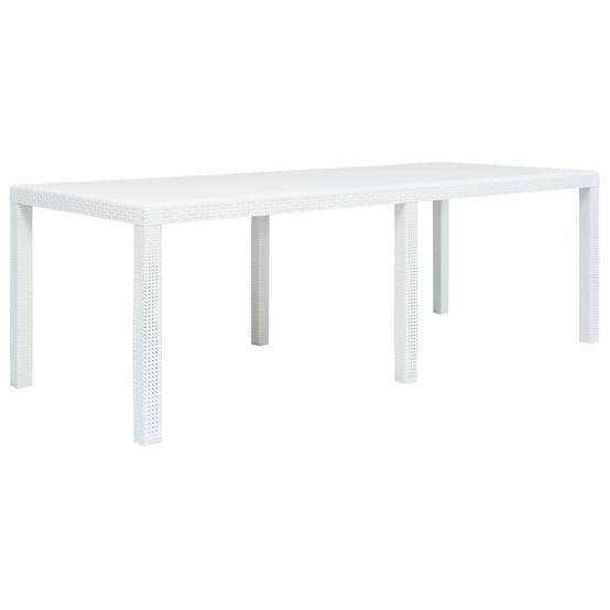 Grande Table de Jardin 220 cm Blanche, en Plastique Effet Rotin, Idéale pour Grandes Tablées jusqu'à 10 Personnes – ComfortXL Outdoor Living - Image 1