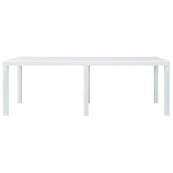Grande Table de Jardin 220 cm Blanche, en Plastique Effet Rotin, Idéale pour Grandes Tablées jusqu'à 10 Personnes – ComfortXL Outdoor Living - Image 2