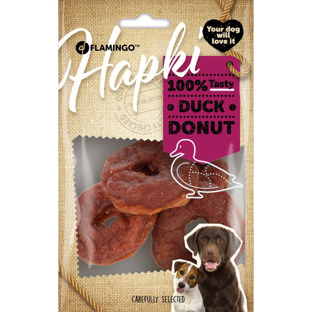Friandises Hapki Donut avec canard 95 g pour chien - Image 1