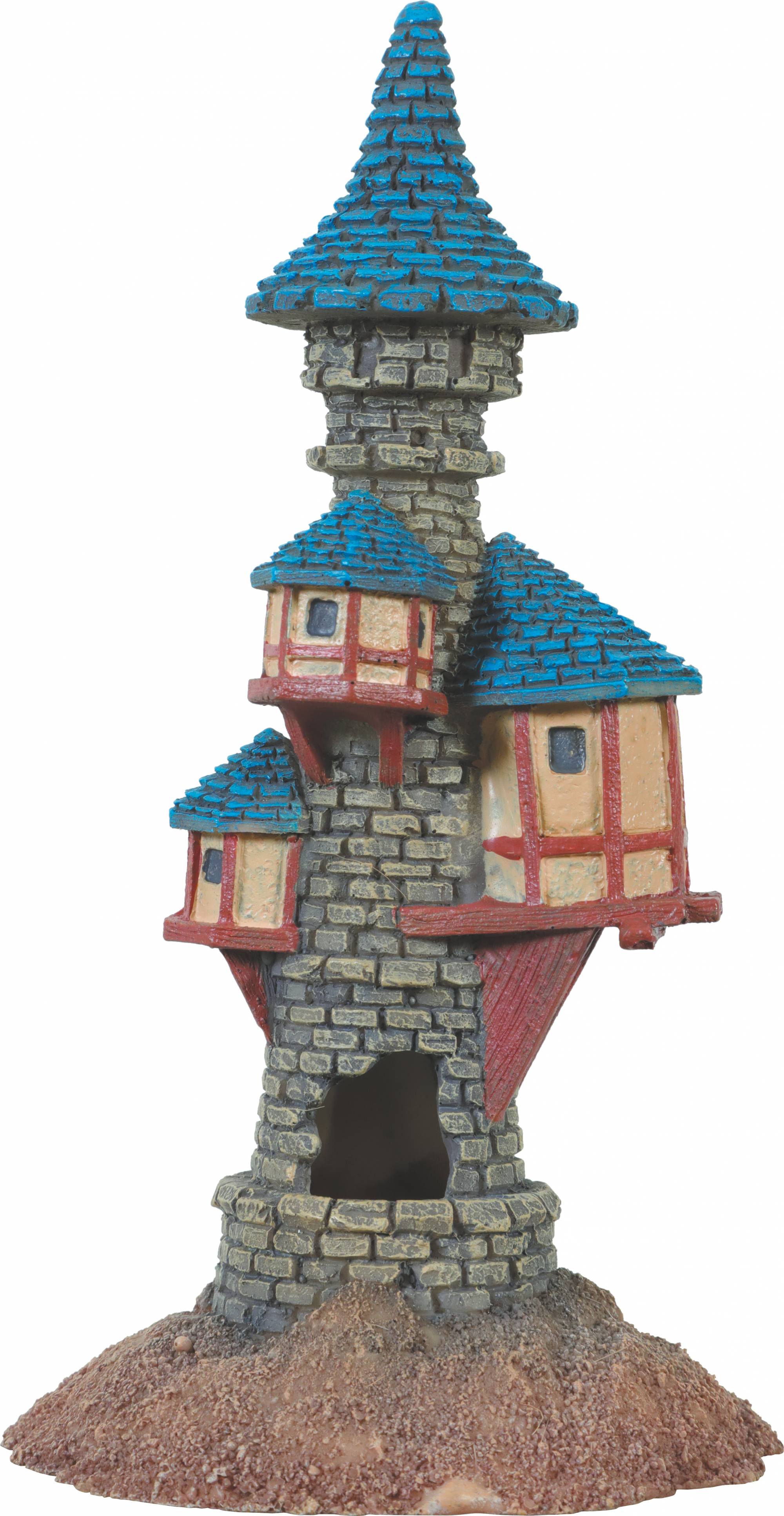 Torre medieval, decoración de resina azul, 9,8 x 9,5 x 17,7 cm - ZOLUX