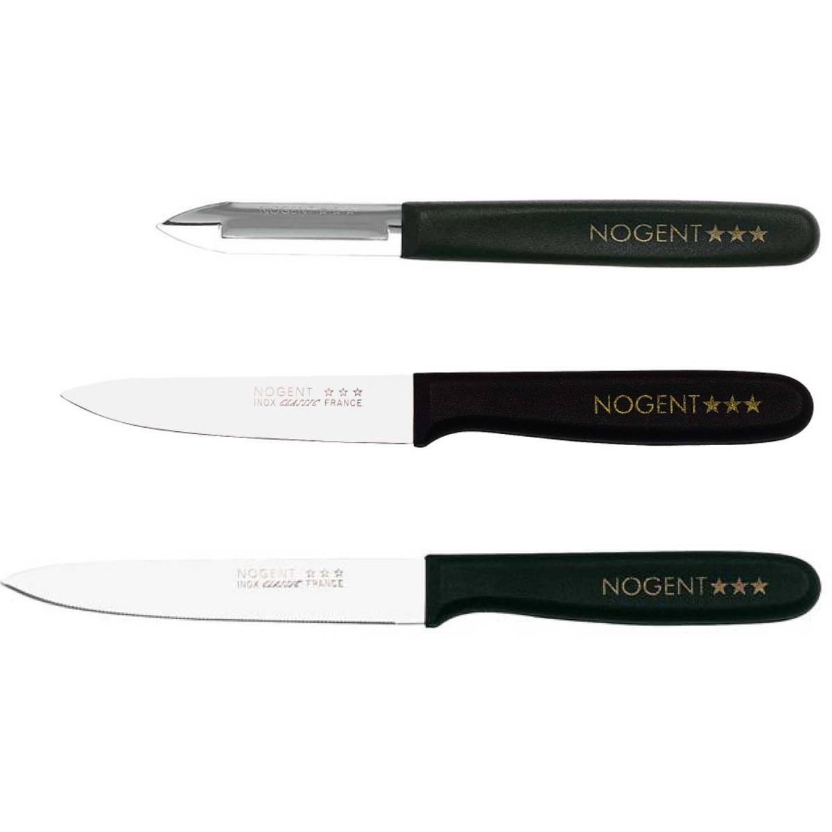 Nogent 3 Etoiles - Pack 3 pièces éplucheur et couteaux gamme Classic Polypropylène
