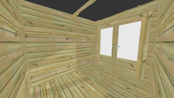 ABRI DE JARDIN bois autoclave 27mm - 4,14x2,64m / 11m2 - Bac acier - Plancher bois - Image 5